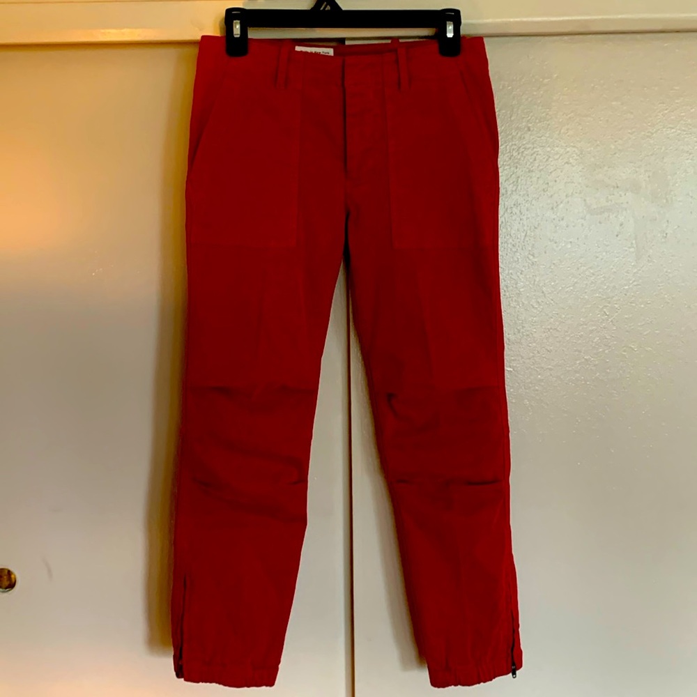 Nili Lotan Crimson Red Track Joggers